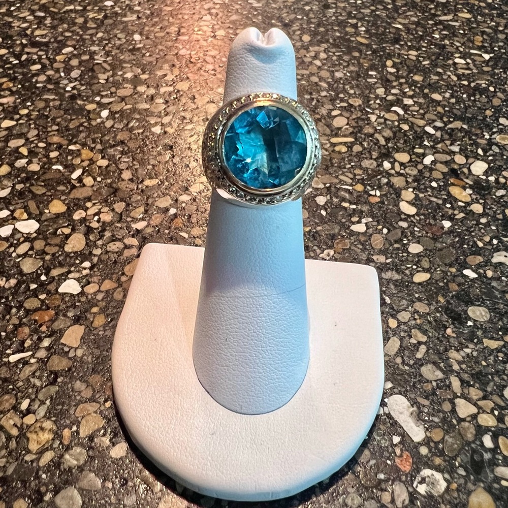 David Yurman Blue Topaz Gold, Diamond, Sterling Silver 925